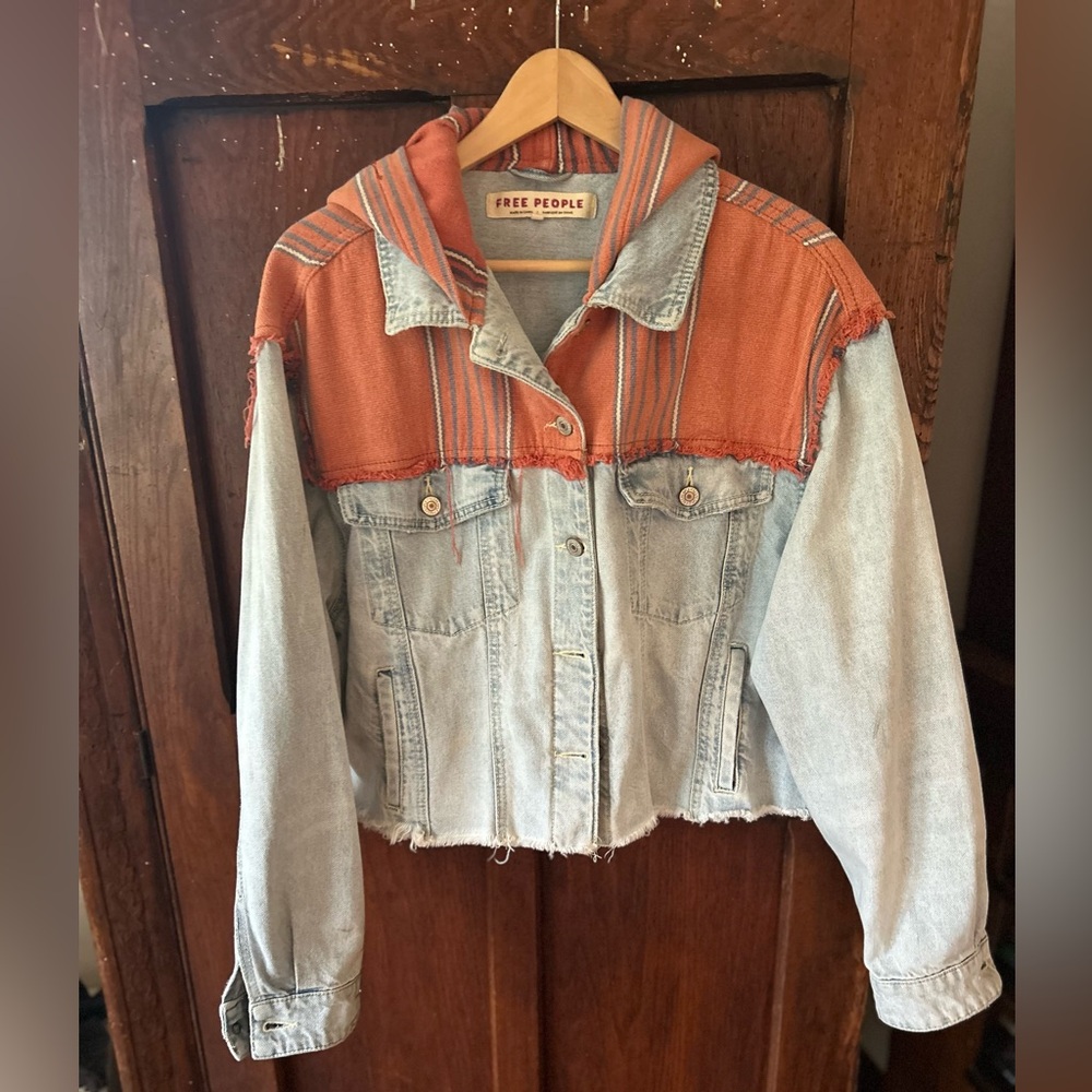 Free people cropped blanket jean jacket
